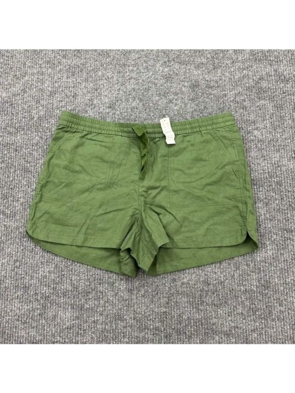 J Crew Seaside Green Linen Blend Drawstring Pull On Shorts BF383 Womens XL NEW